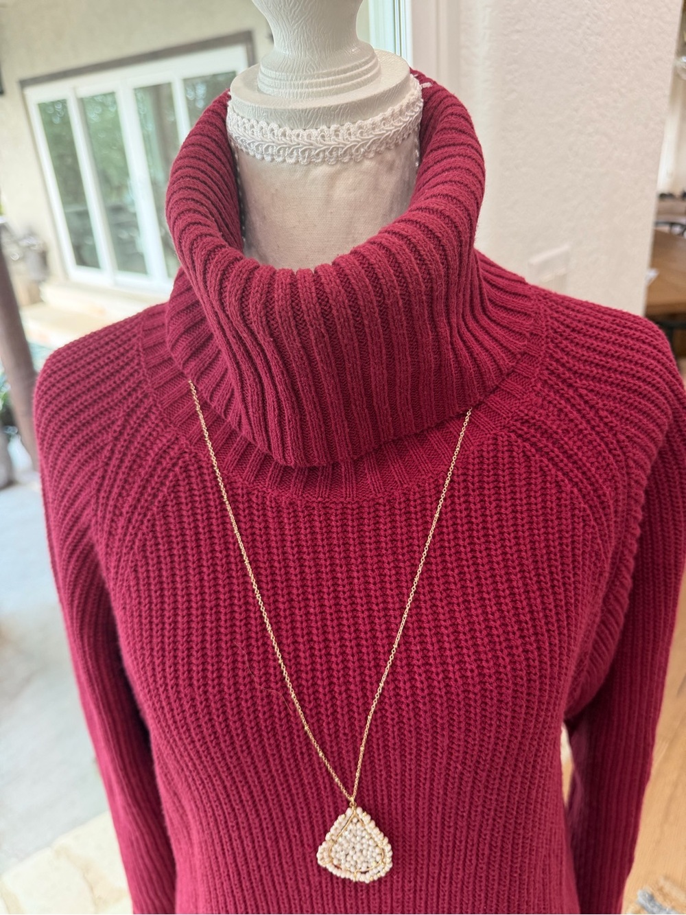 INC Deep Berry Autumn Sweater Dress Cotton Blend Comfy Size XS - Picture 3 of 8